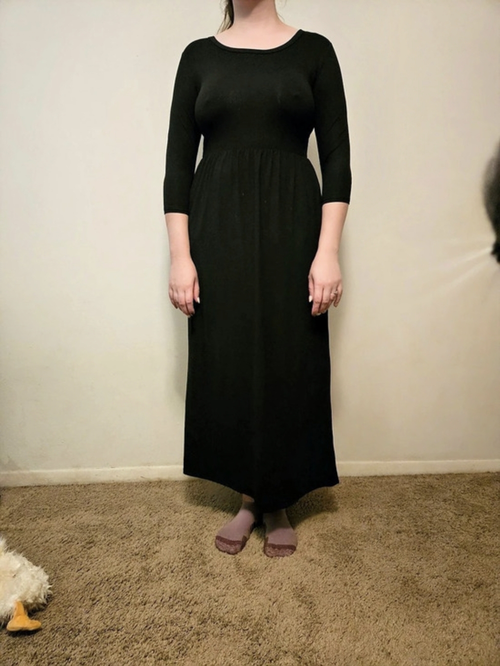 Long Sleeve Maxi Dress in Black Size Medium Like New